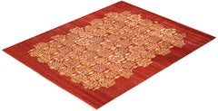 One-of-a-kind Hand Made Contemporary Eclectic Orange Area Rug