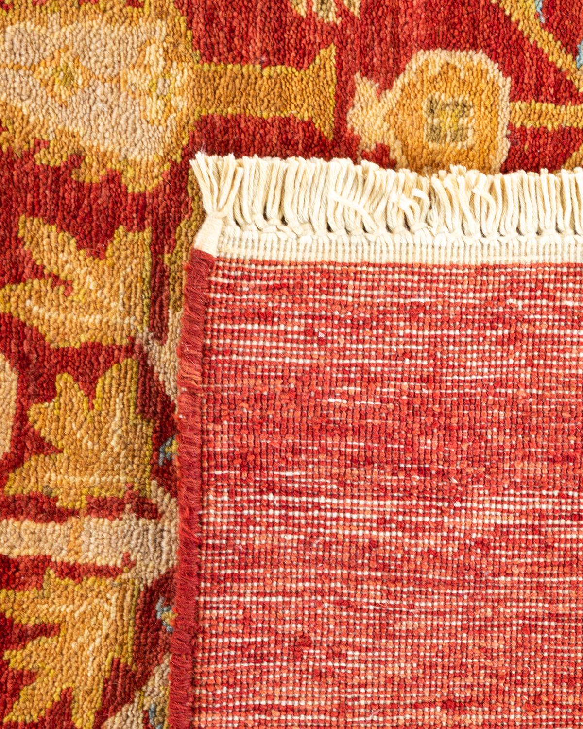 Hand-Knotted One-of-a-kind Hand Made Contemporary Eclectic Orange Area Rug For Sale