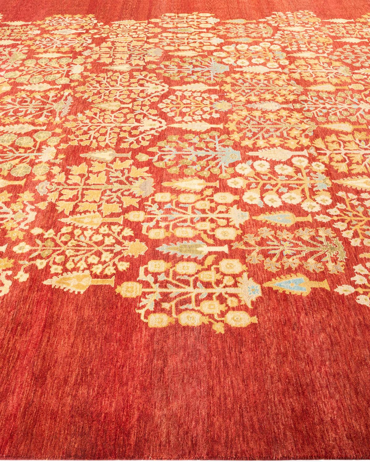 One-of-a-kind Hand Made Contemporary Eclectic Orange Area Rug In New Condition For Sale In Norwalk, CT