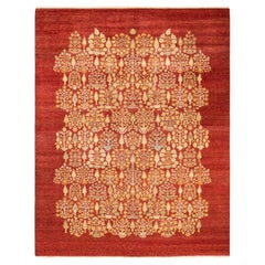 One-of-a-kind Hand Made Contemporary Eclectic Orange Area Rug