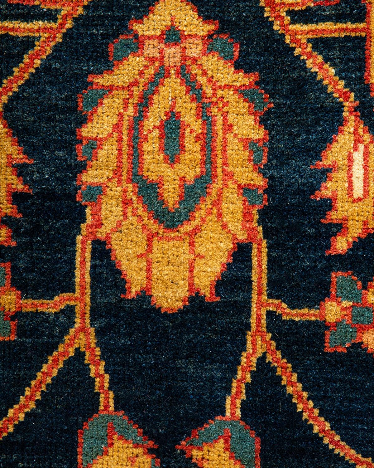 Handgefertigter, zeitgenössischer, eklektischer orangefarbener Teppich, Unikat (21. Jahrhundert und zeitgenössisch) im Angebot