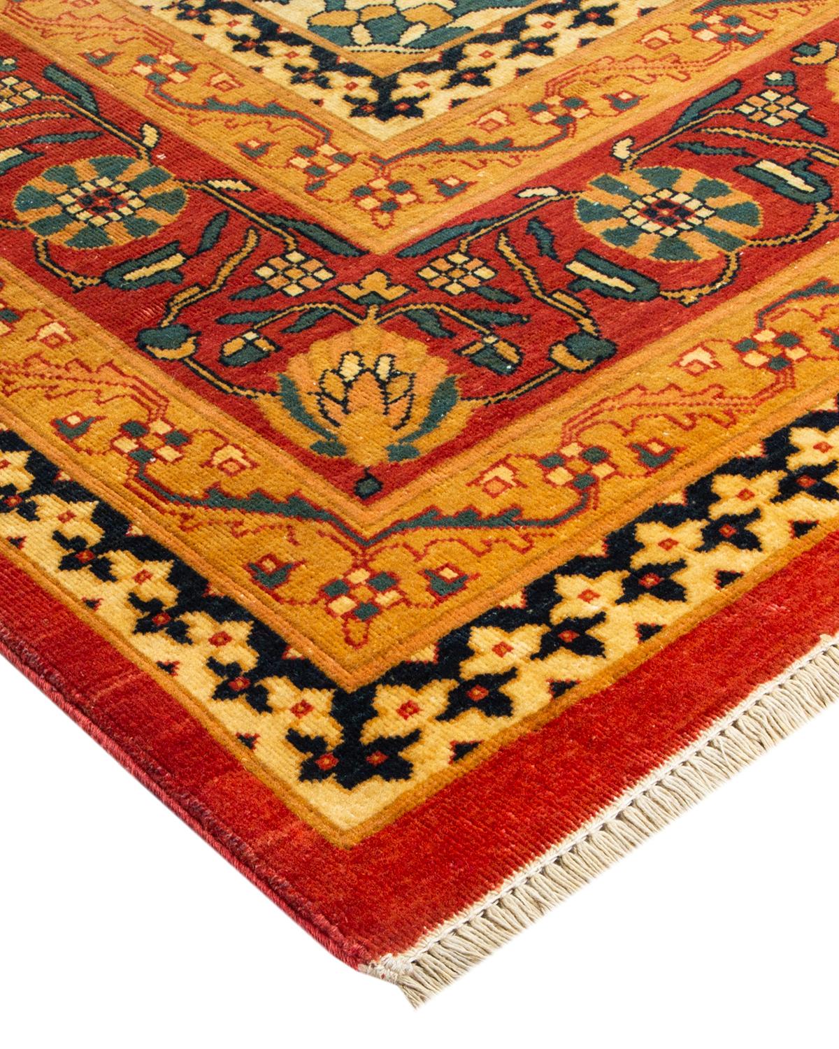 One-Of-A-Kind Hand Made Contemporary Eclectic Orange Area Rug For Sale 1
