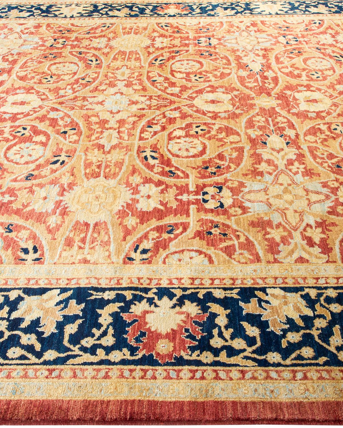 One-of-a-Kind Hand Made Contemporary Eclectic Orange Area Rug In New Condition For Sale In Norwalk, CT
