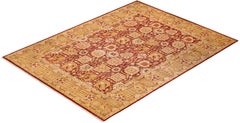 One-Of-A-Kind Hand Made Contemporary Eclectic Orange Area Rug