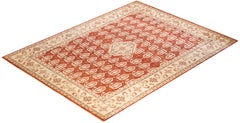 One-Of-A-Kind Hand Made Contemporary Eclectic Orange Area Rug