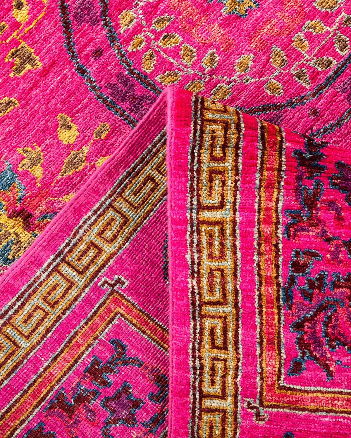 Pakistani One-of-a-kind Hand Made Contemporary Eclectic Pink Area Rug