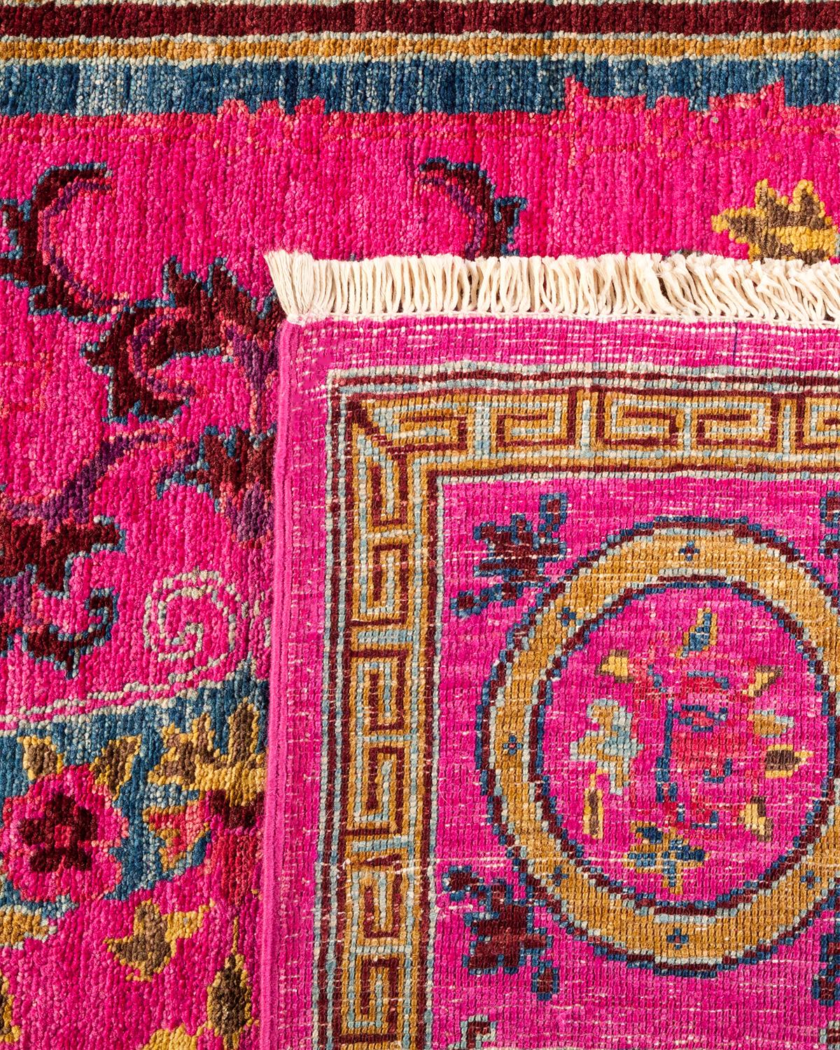 Hand-Knotted One-of-a-kind Hand Made Contemporary Eclectic Pink Area Rug