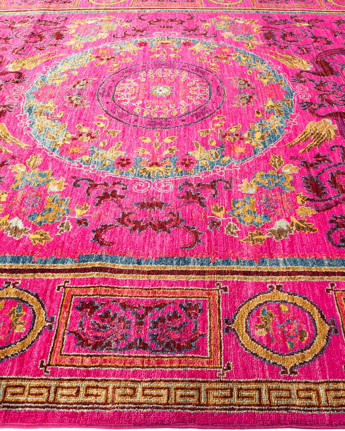 One-of-a-kind Hand Made Contemporary Eclectic Pink Area Rug In New Condition In Norwalk, CT