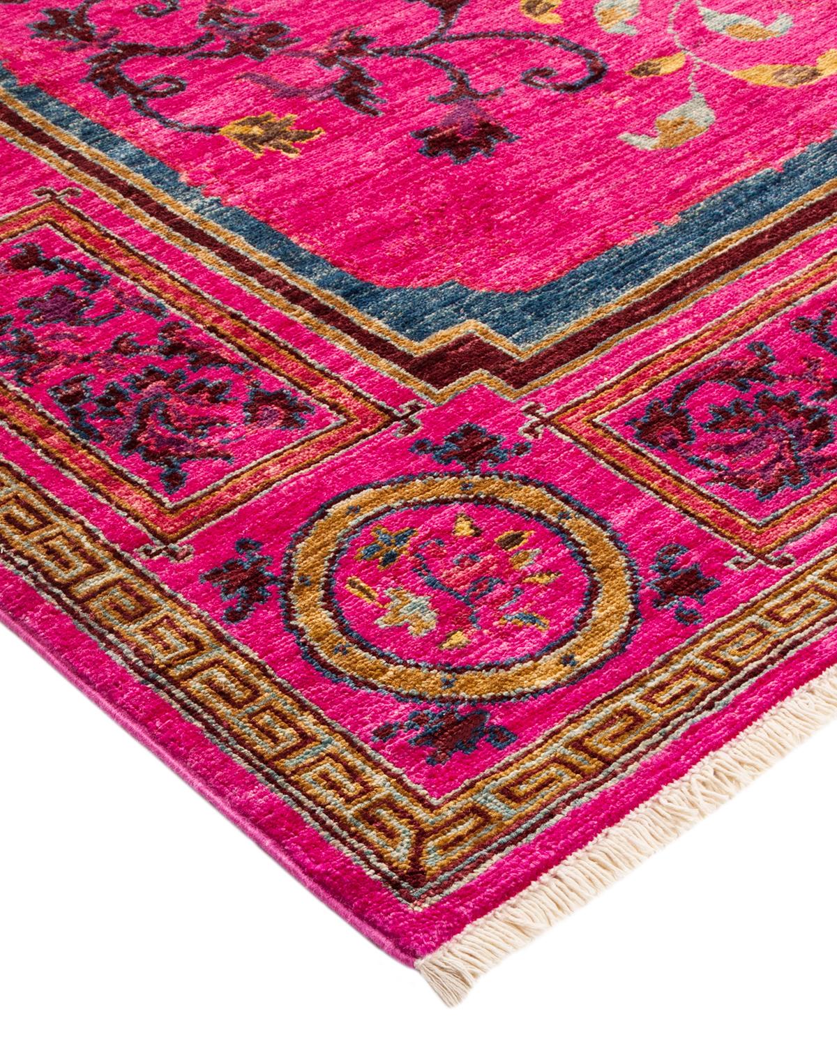 One-of-a-kind Hand Made Contemporary Eclectic Pink Area Rug 1