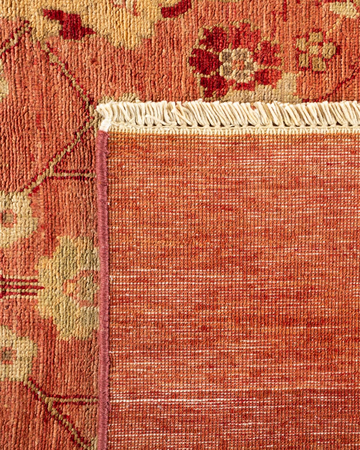 Hand-Knotted One-Of-A-Kind Hand Made Contemporary Eclectic Pink Area Rug For Sale