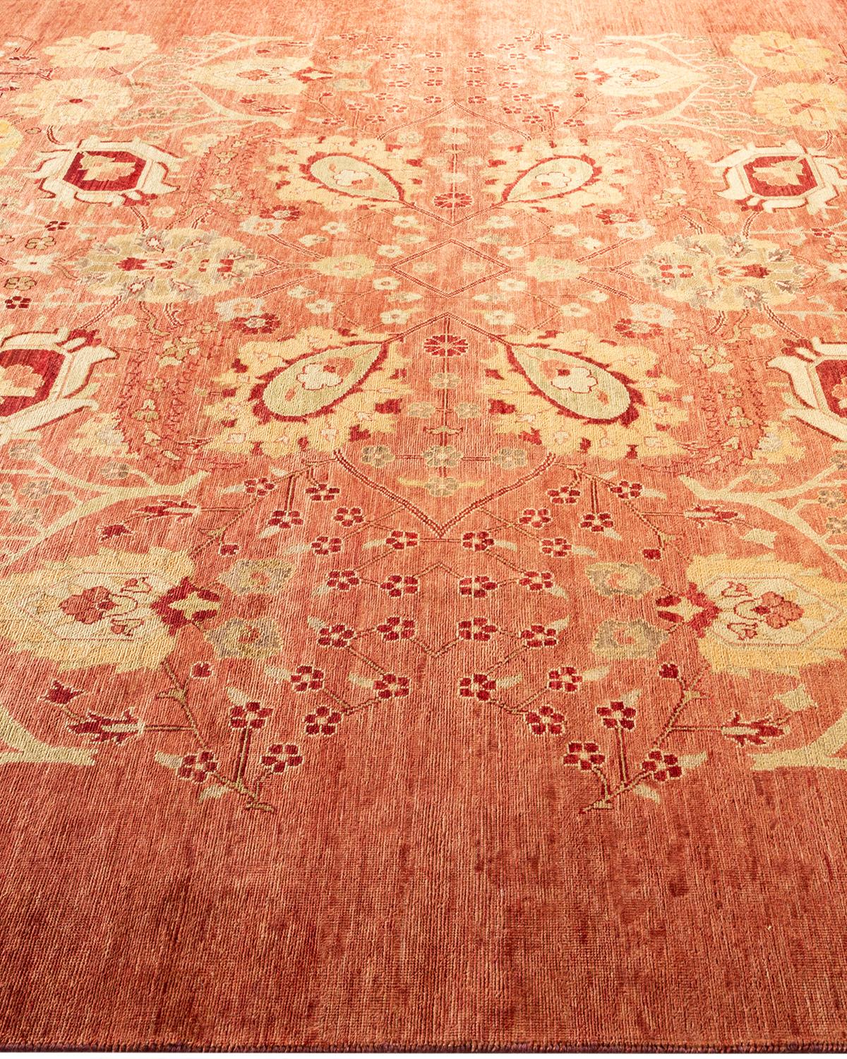 One-Of-A-Kind Hand Made Contemporary Eclectic Pink Area Rug In New Condition For Sale In Norwalk, CT