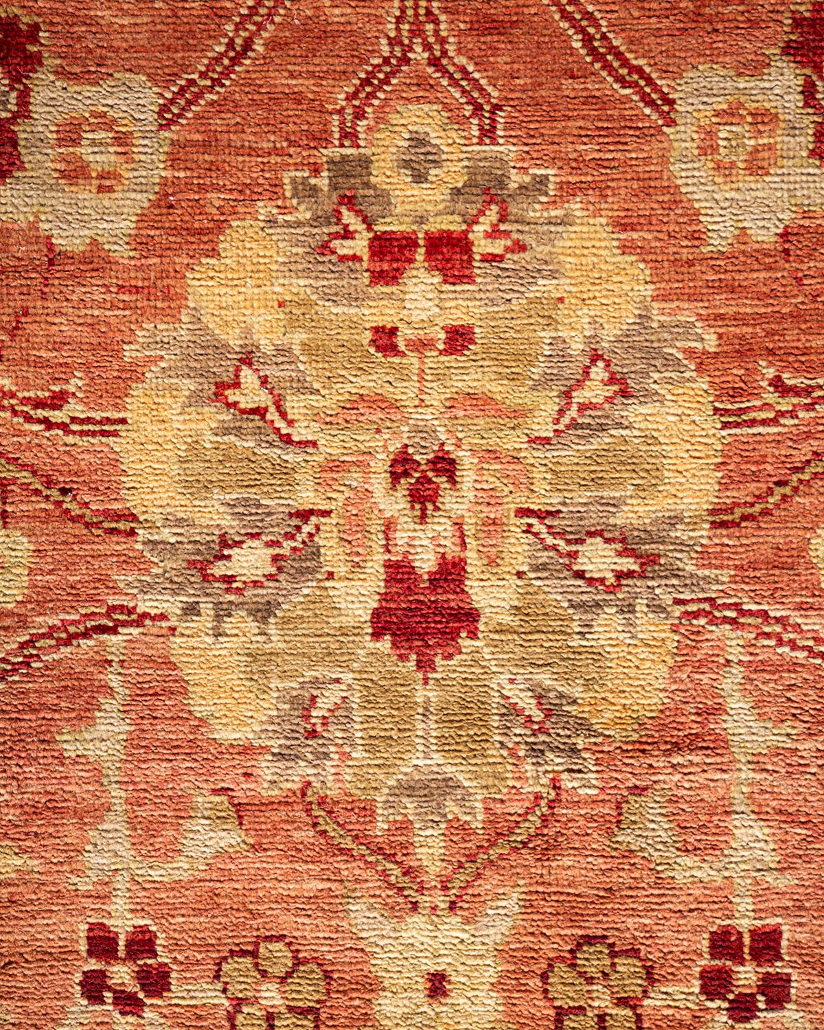 Wool One-Of-A-Kind Hand Made Contemporary Eclectic Pink Area Rug For Sale