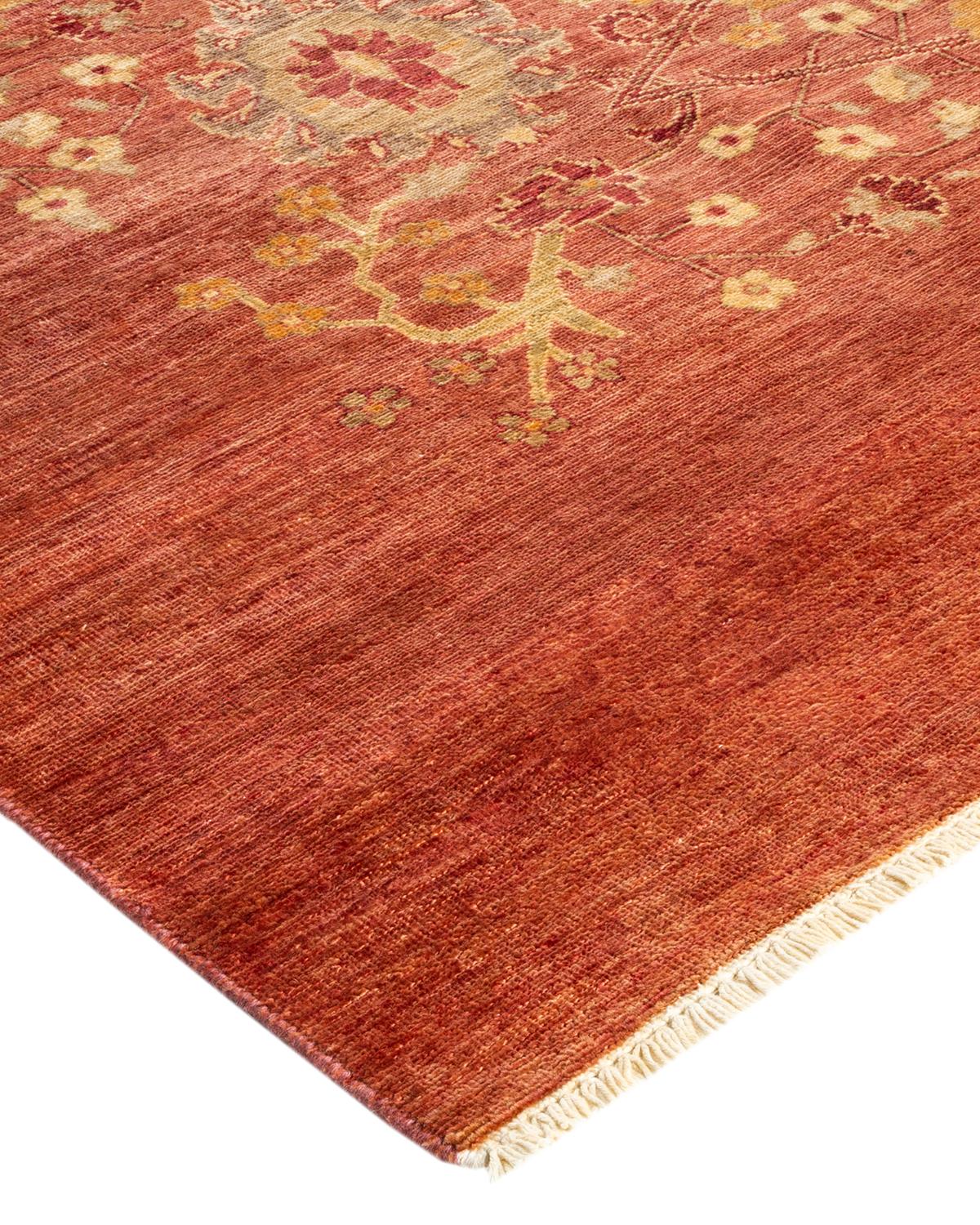 One-Of-A-Kind Hand Made Contemporary Eclectic Pink Area Rug For Sale 1
