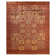 One-Of-A-Kind Hand Made Contemporary Eclectic Pink Area Rug