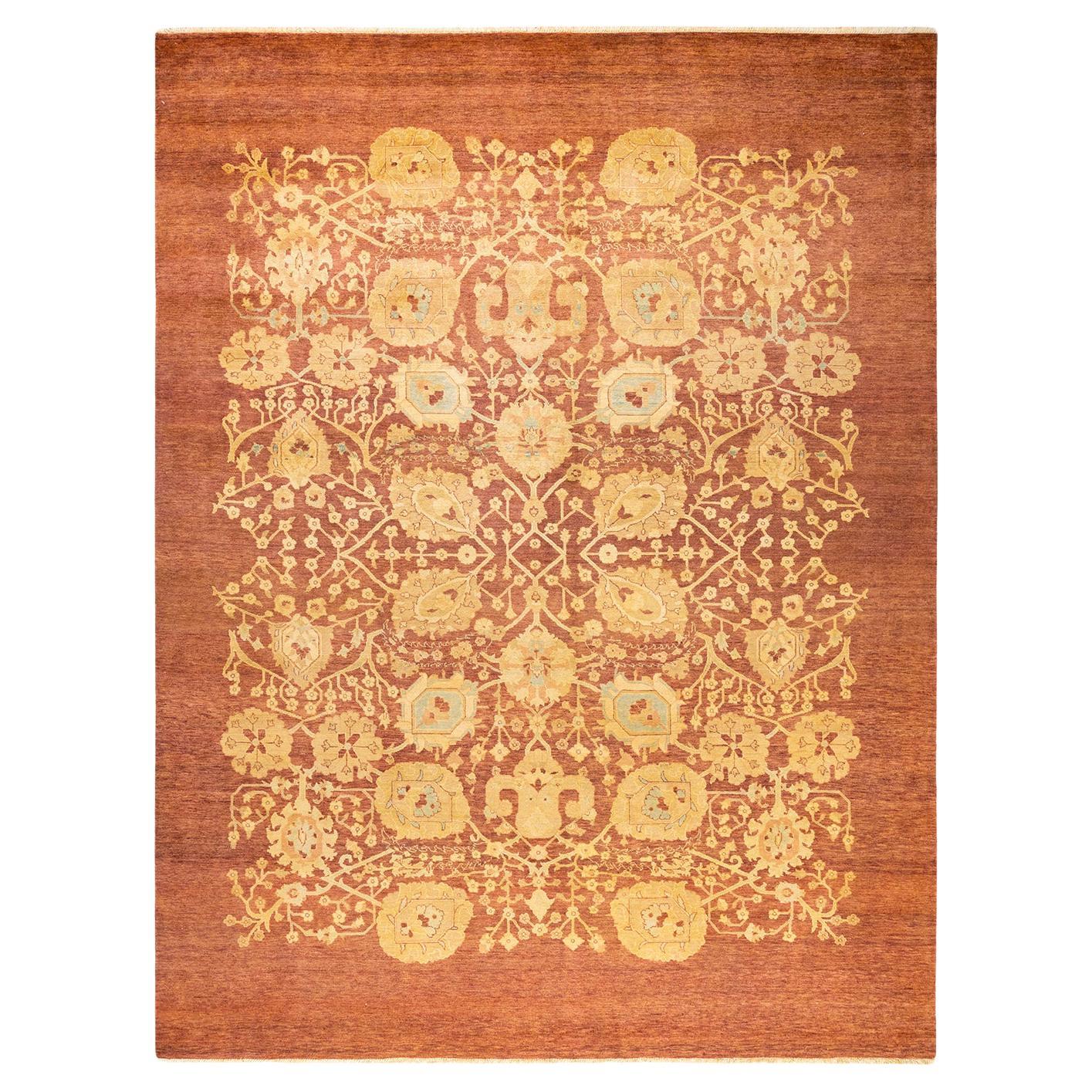One-Of-A-Kind Hand Made Contemporary Eclectic Pink Area Rug