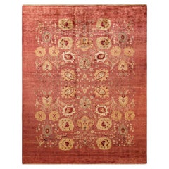 One-of-a-kind Hand Made Contemporary Eclectic Pink Area Rug