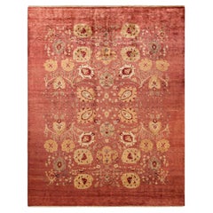 One-of-a-kind Hand Made Contemporary Eclectic Pink Area Rug