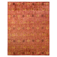 One-Of-A-Kind Hand Made Contemporary Eclectic Pink Area Rug