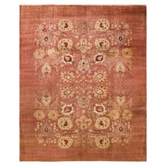 One-Of-A-Kind Hand Made Contemporary Eclectic Pink Area Rug