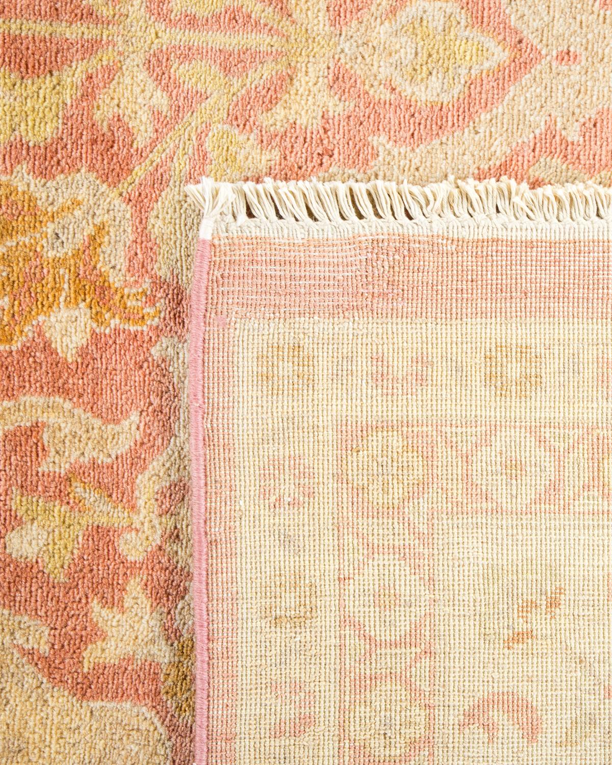 Hand-Knotted One-of-a-kind Hand Made Contemporary Eclectic Pink Area Rug For Sale