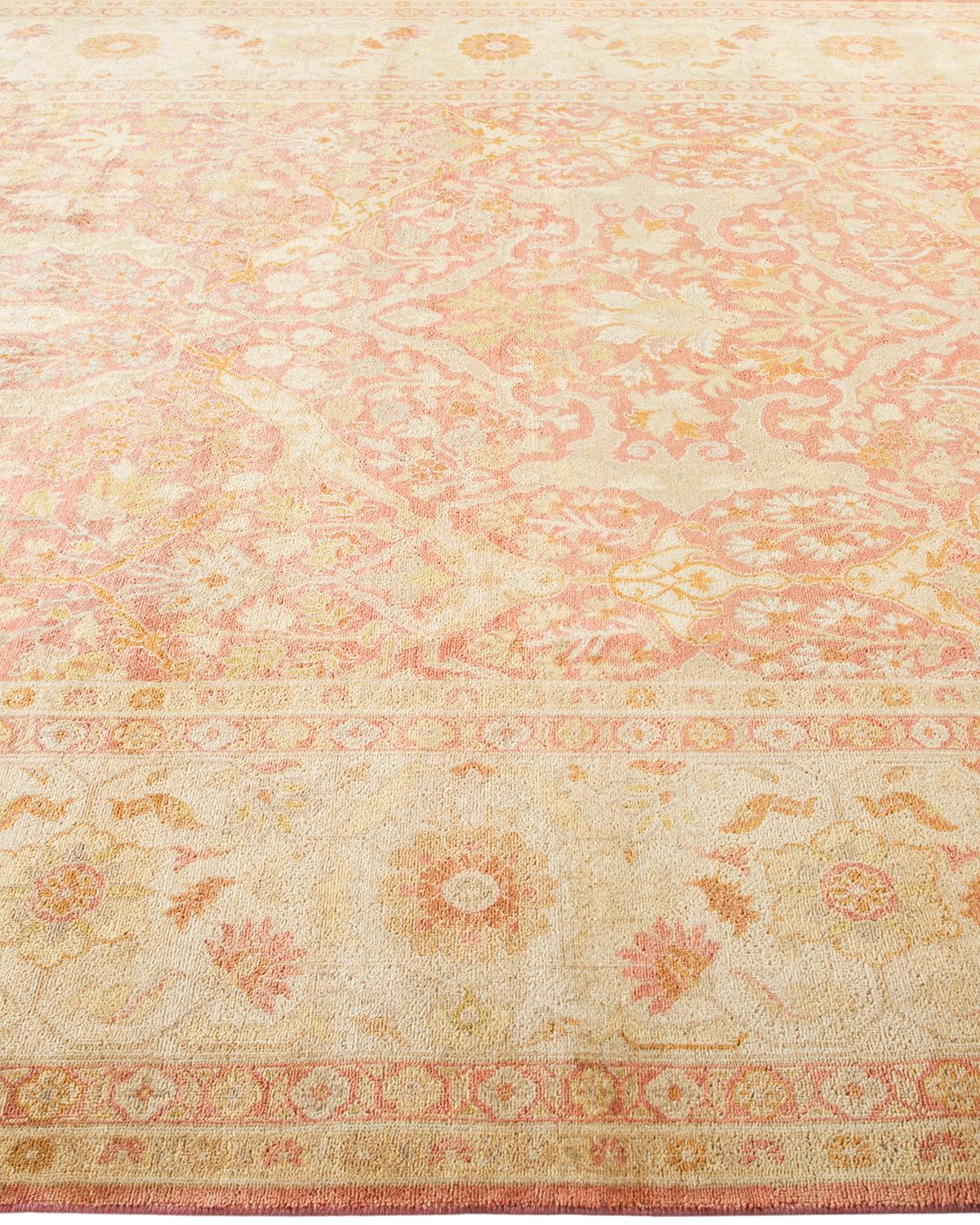 One-of-a-kind Hand Made Contemporary Eclectic Pink Area Rug In New Condition For Sale In Norwalk, CT