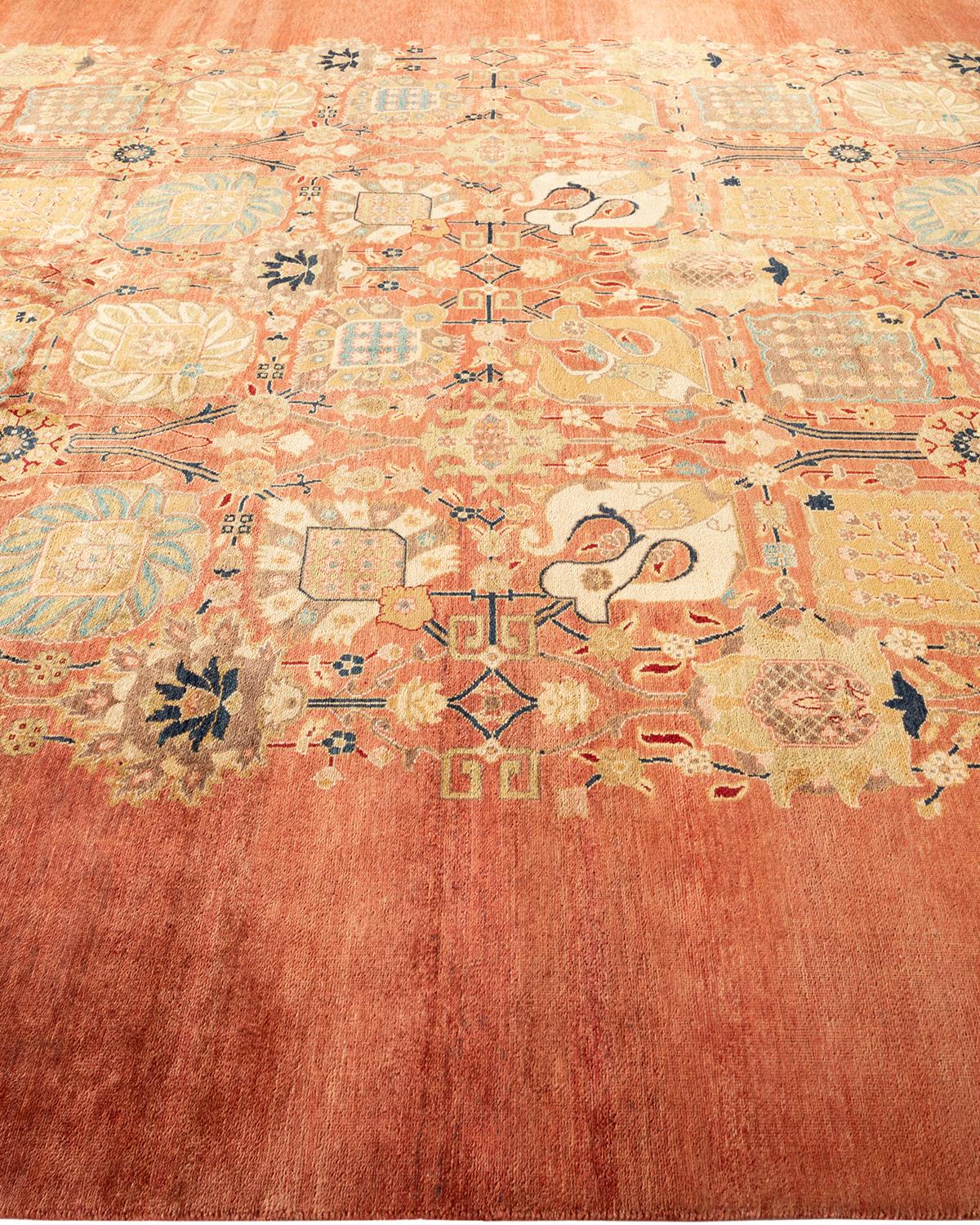 One-Of-A-Kind Hand Made Contemporary Eclectic Pink Area Rug In New Condition For Sale In Norwalk, CT
