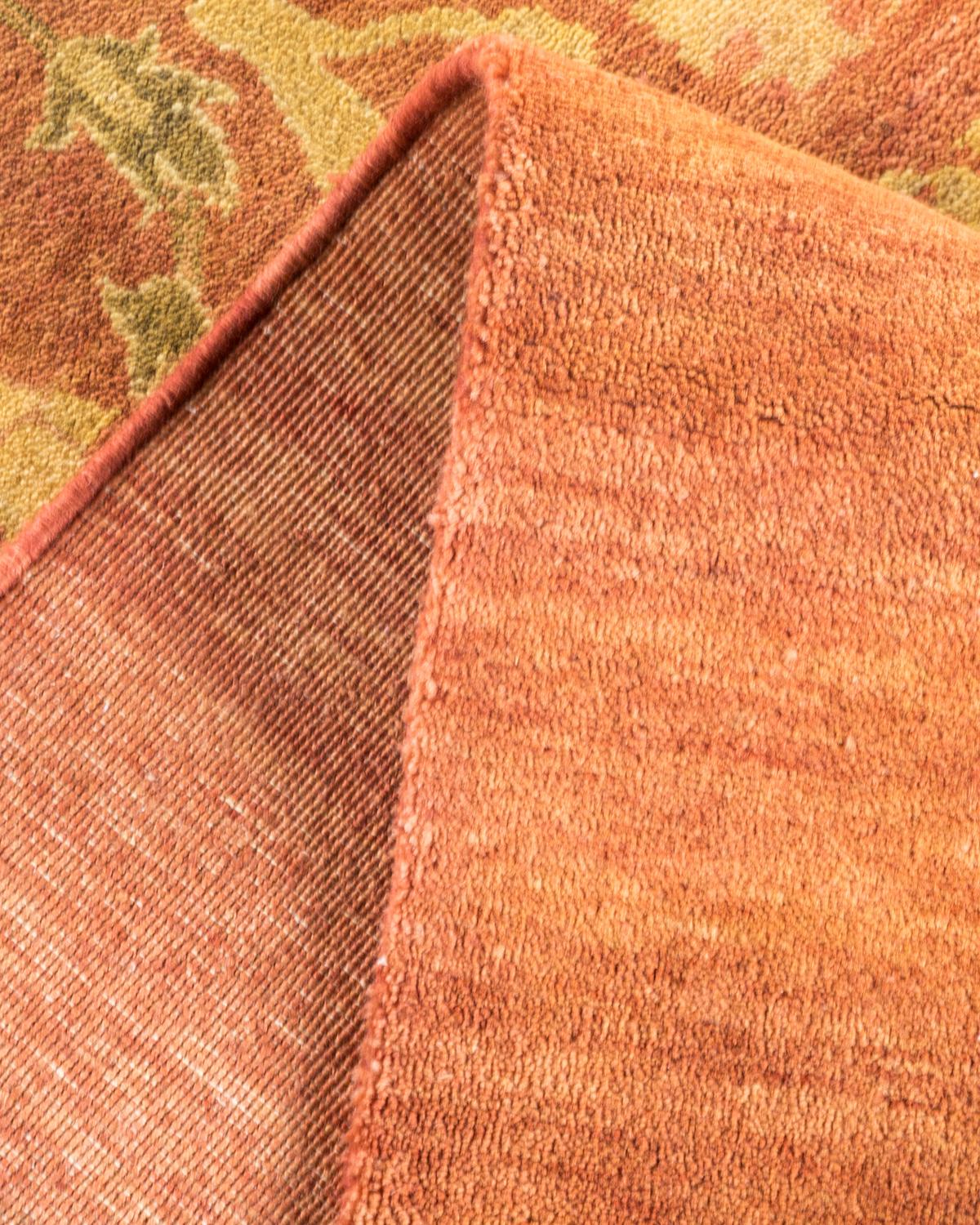 Zeitgenössischer, handgefertigter, eklektischer rosa Teppich, Unikat (Pakistanisch) im Angebot