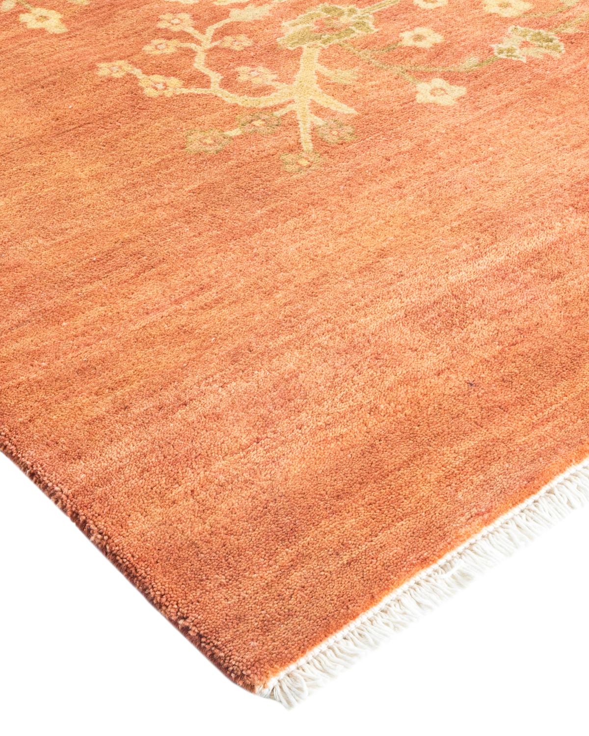 Zeitgenössischer, handgefertigter, eklektischer rosa Teppich, Unikat (Wolle) im Angebot
