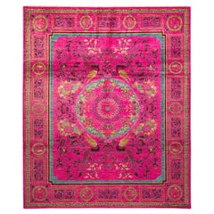 One-of-a-Kind Hand Made Contemporary Eclectic Pink Area Rug