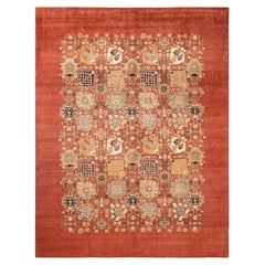 One-of-a-Kind Hand Made Contemporary Eclectic Pink Area Rug