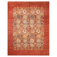 One-Of-A-Kind Hand Made Contemporary Eclectic Pink Area Rug