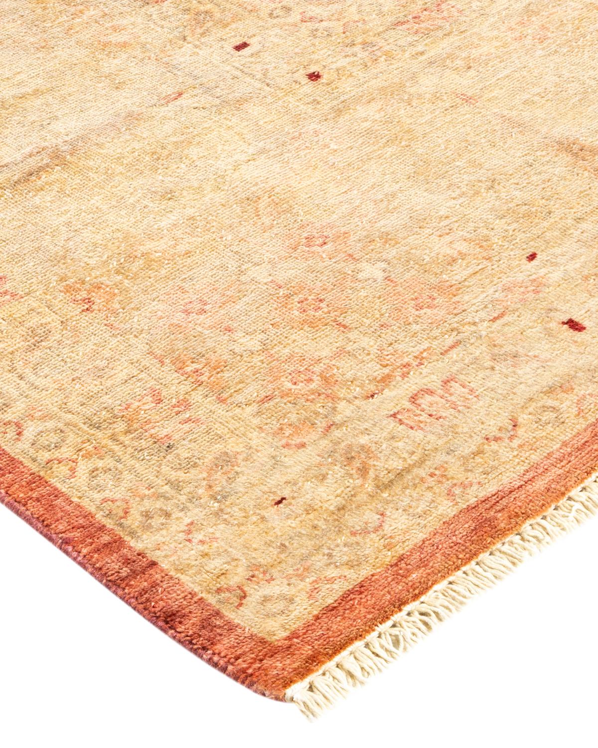 Pakistani One-of-a-Kind Hand Made Contemporary Eclectic Pink Area Rug For Sale
