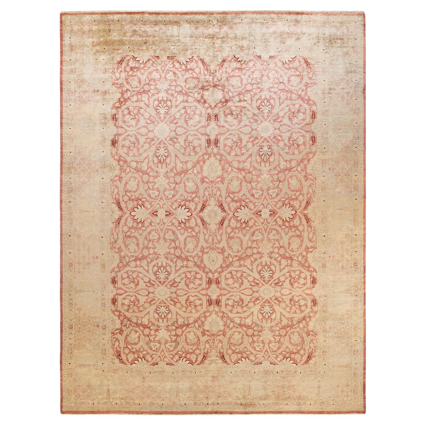 One-of-a-Kind Hand Made Contemporary Eclectic Pink Area Rug For Sale