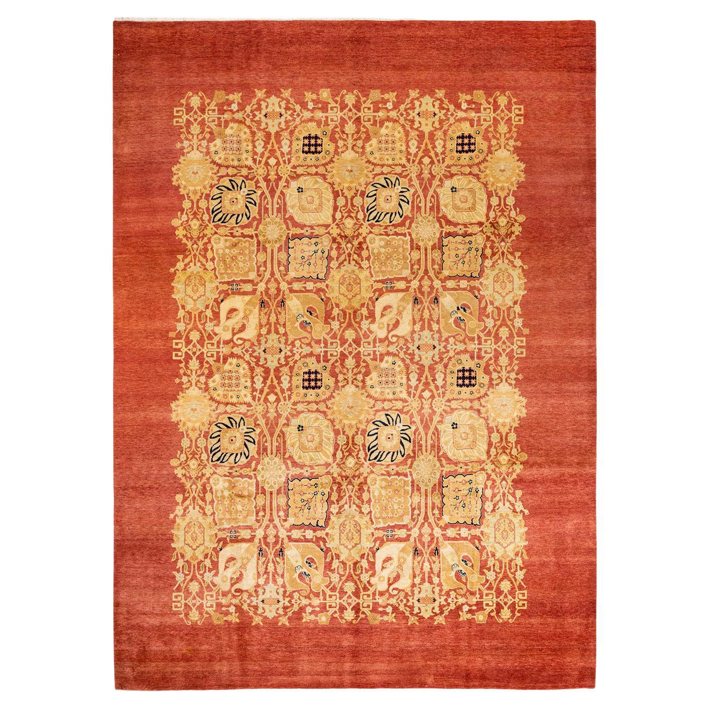 One-Of-A-Kind Hand Made Contemporary Eclectic Pink Area Rug For Sale