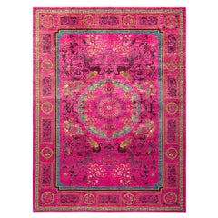 One-of-a-Kind Hand Made Contemporary Eclectic Pink Area Rug