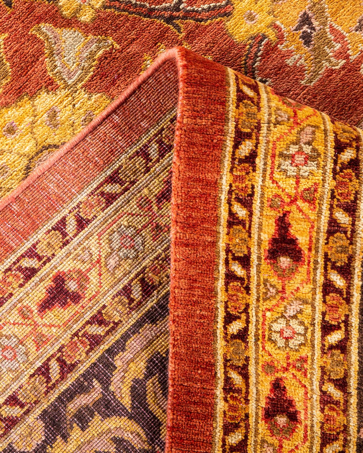 Zeitgenössischer, handgefertigter, eklektischer rosa Teppich, Unikat (Pakistanisch) im Angebot