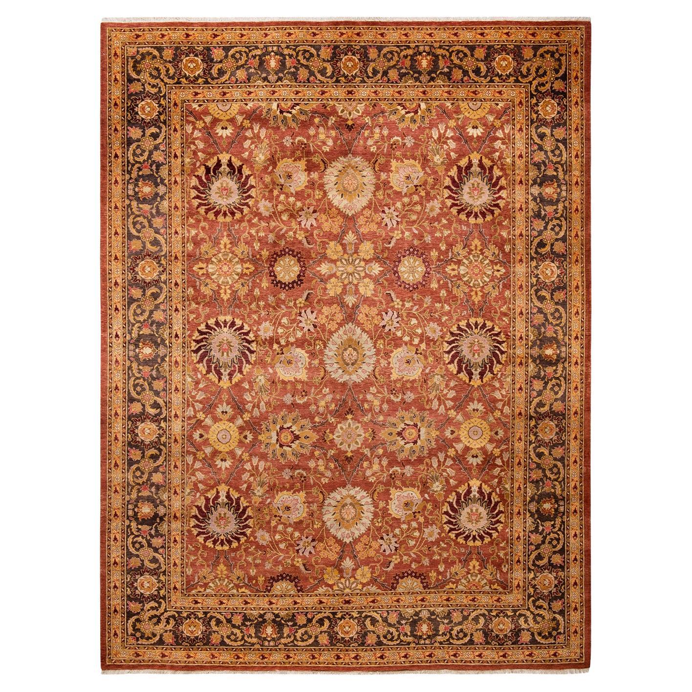 One-of-a-kind Hand Made Contemporary Eclectic Pink Area Rug For Sale