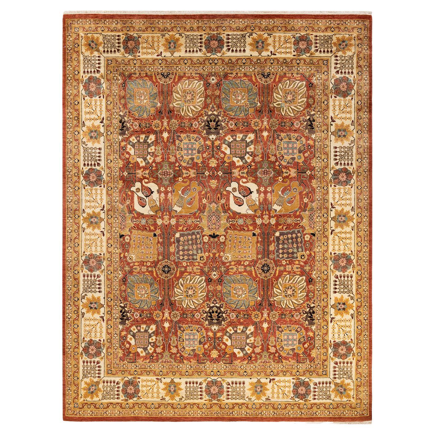 One-of-a-Kind Hand Made Contemporary Eclectic Pink Area Rug