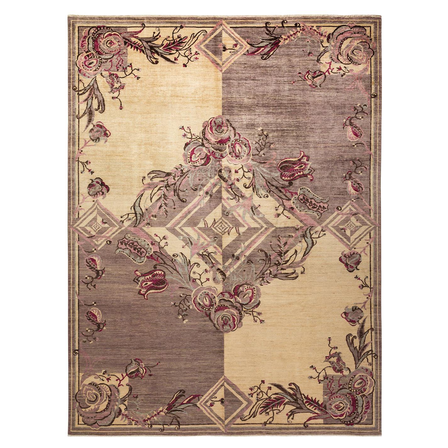 One-of-a-Kind Hand Made Contemporary Eclectic Purple Area Rug at 1stDibs
