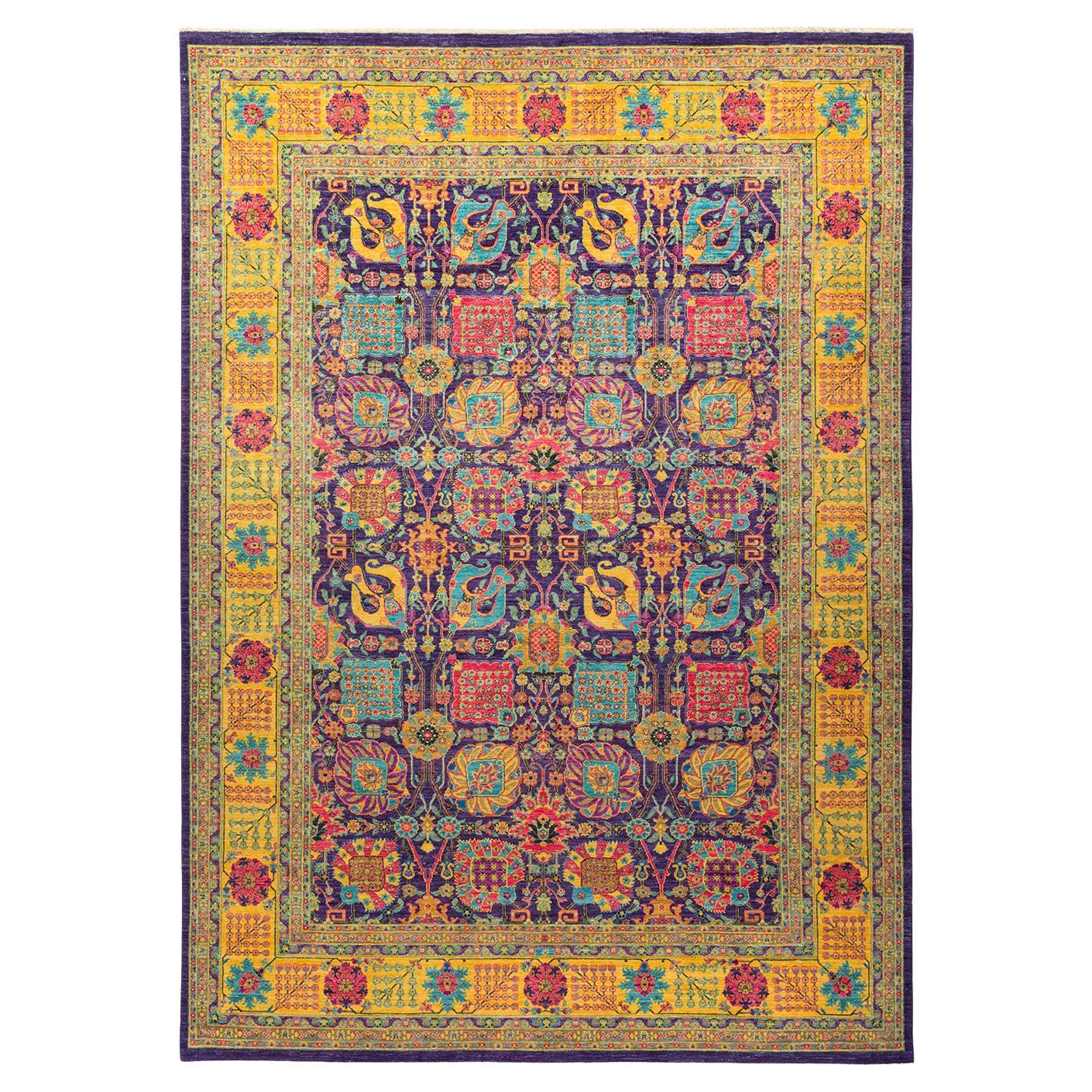 One-of-a-Kind Hand Made Contemporary Eclectic Purple Area Rug at 1stDibs