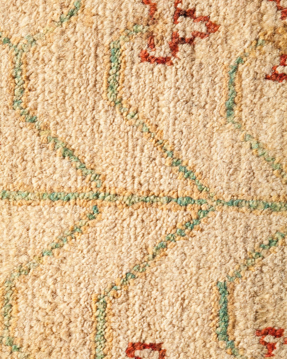 Wool One-of-a-Kind Hand Made Contemporary Eclectic Red Area Rug For Sale