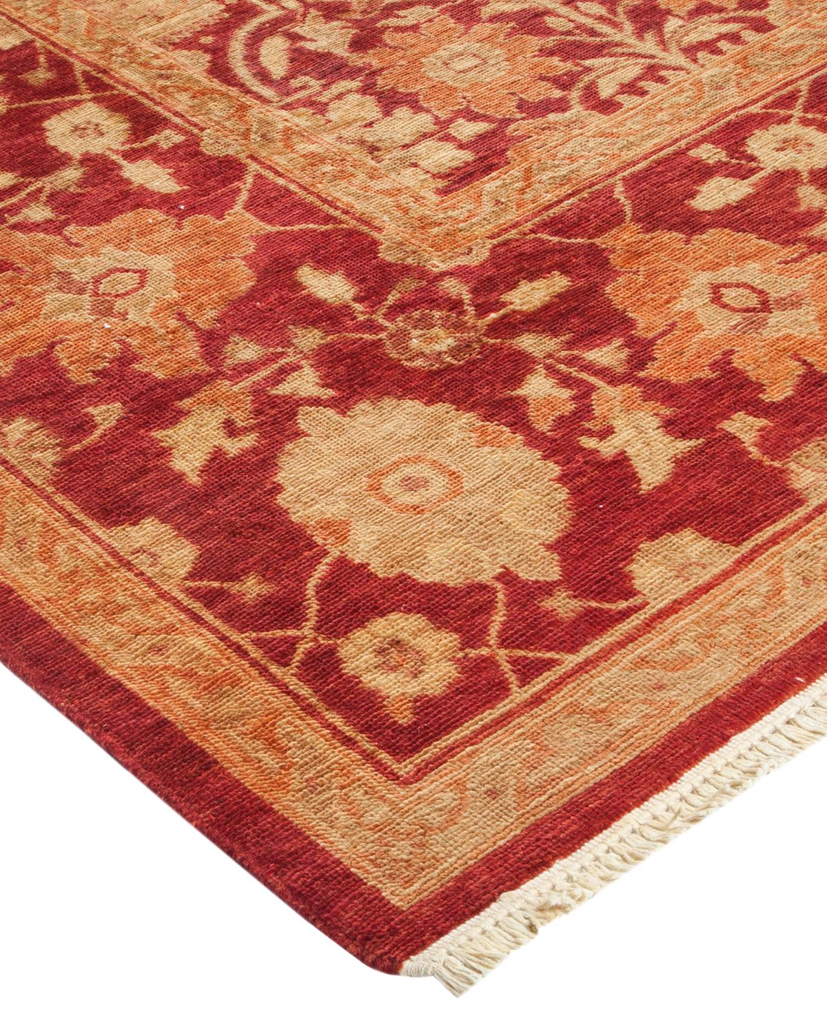 Zeitgenössischer, handgefertigter, eklektischer roter Teppich, Unikat (Wolle) im Angebot