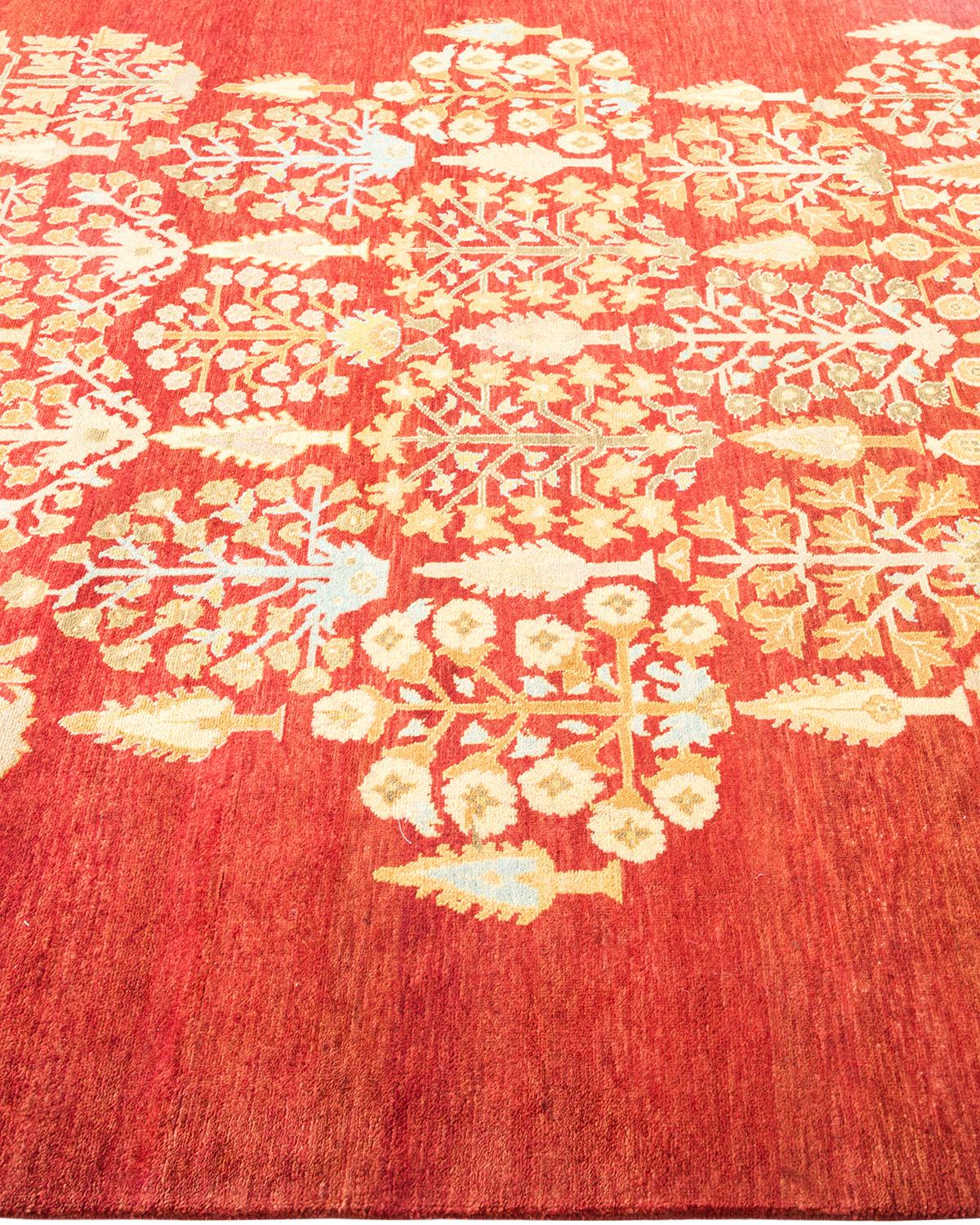 One-of-a-kind Hand Made Contemporary Eclectic Red Area Rug In New Condition For Sale In Norwalk, CT