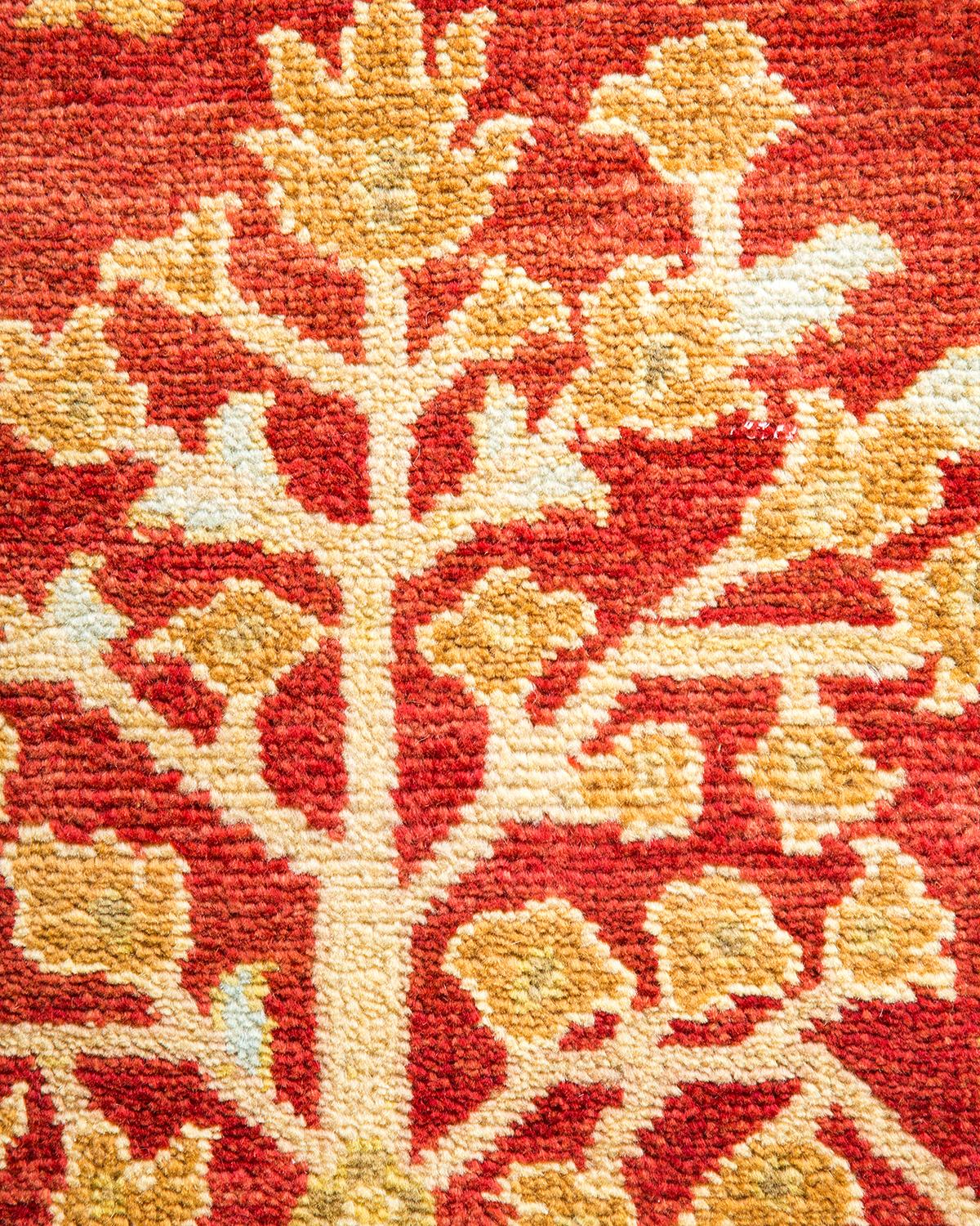 Wool One-of-a-kind Hand Made Contemporary Eclectic Red Area Rug For Sale
