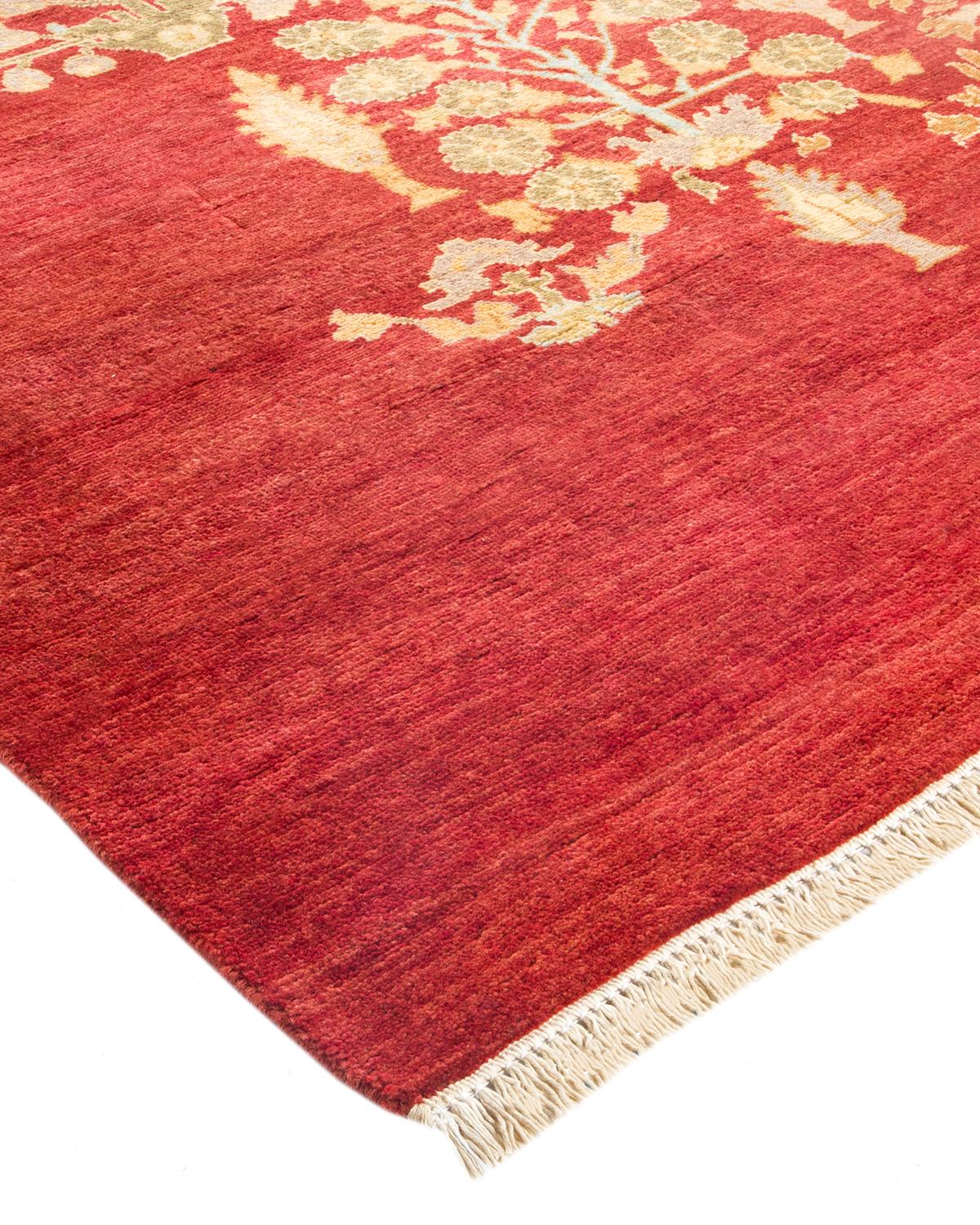 One-of-a-kind Hand Made Contemporary Eclectic Red Area Rug For Sale 1