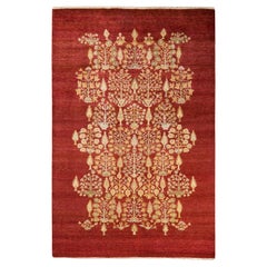 One-of-a-kind Hand Made Contemporary Eclectic Red Area Rug