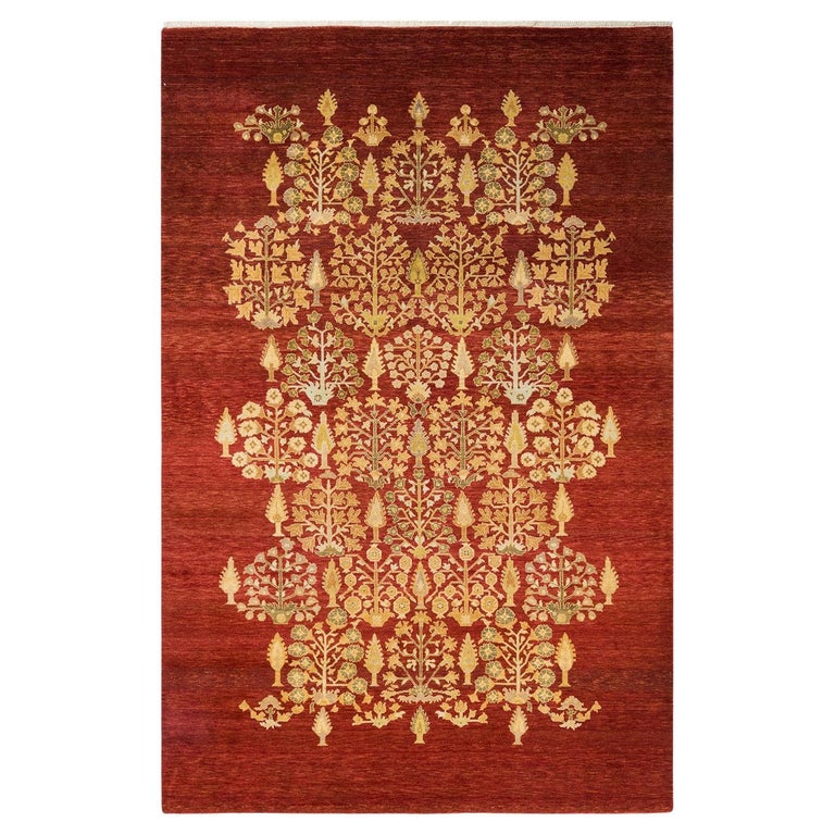 Eclectic Rug Red One-Of-A-Kind Hand Made Contemporary Eclectic Red Area Rug For Sale at ...