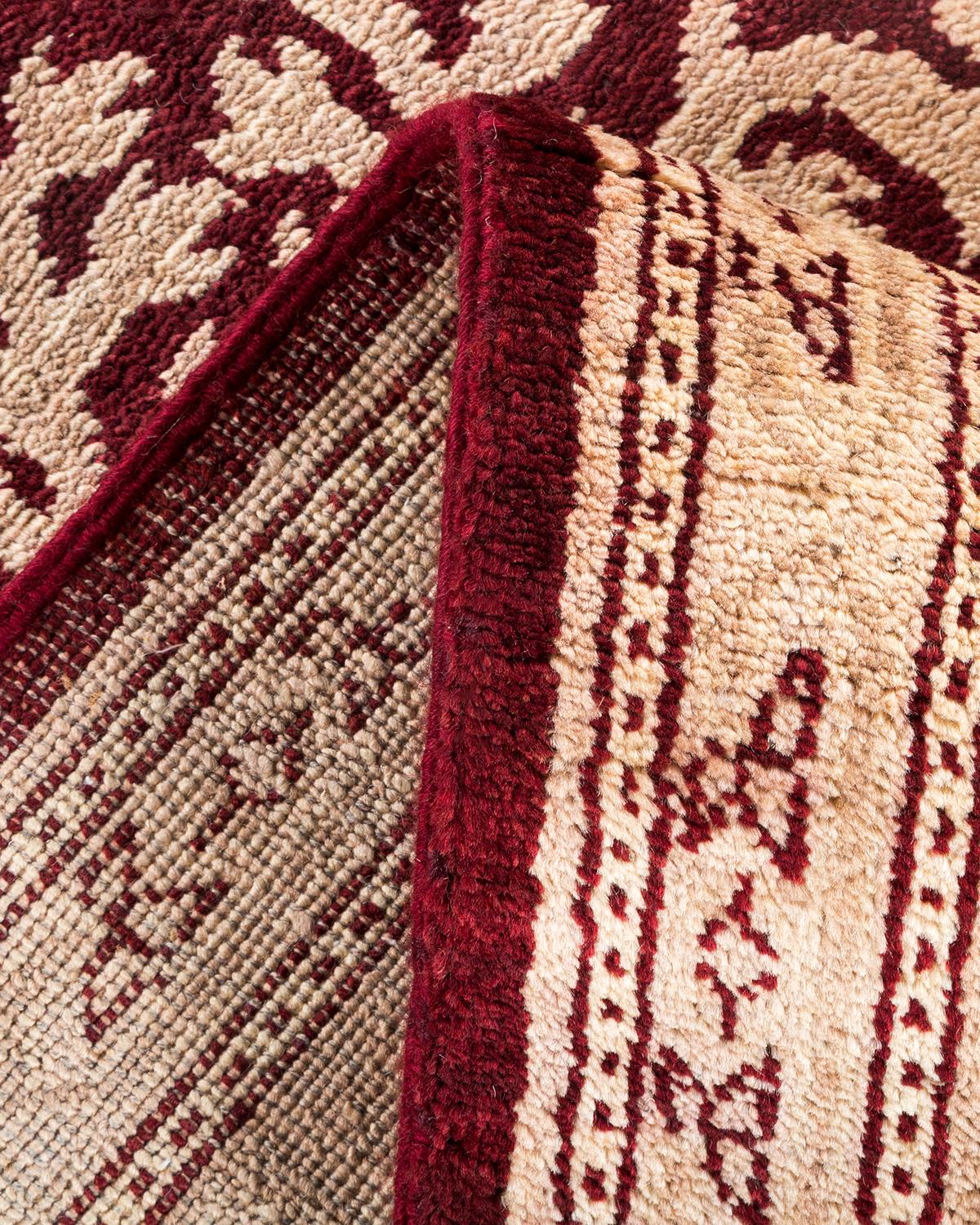 Pakistani One-Of-A-Kind Hand Made Contemporary Eclectic Red Area Rug For Sale