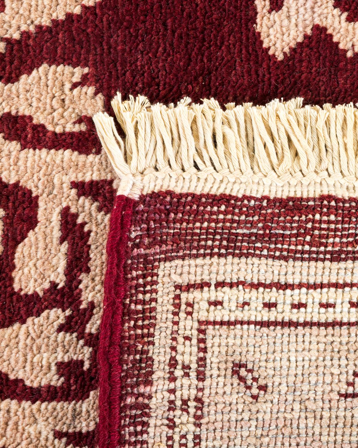 Hand-Knotted One-Of-A-Kind Hand Made Contemporary Eclectic Red Area Rug For Sale