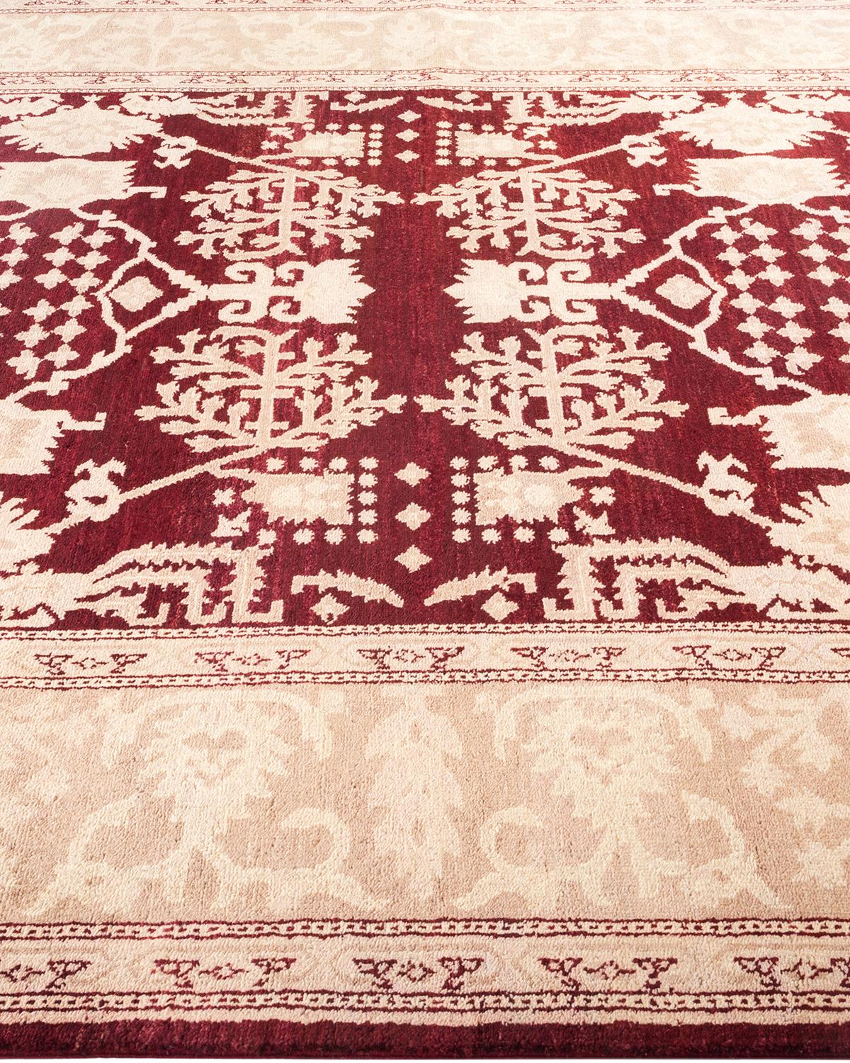 One-Of-A-Kind Hand Made Contemporary Eclectic Red Area Rug In New Condition For Sale In Norwalk, CT